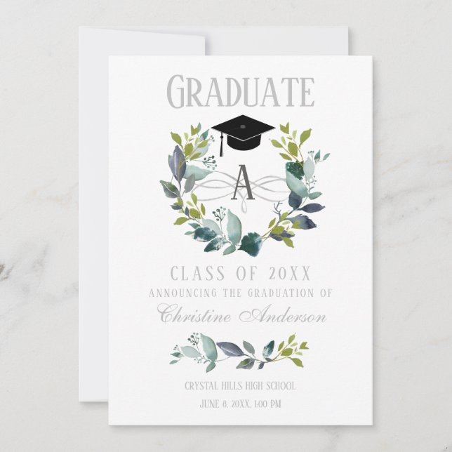 Anúncio Graduação Ferida Verde Monograma Boné Formando Pre (Frente)