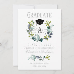 Anúncio Graduação Ferida Verde Monograma Boné Formando Pre