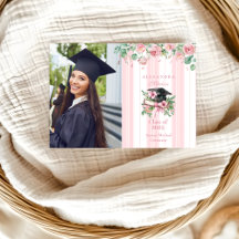 Graduação Floral Cor-de-Foto Rosa Chic