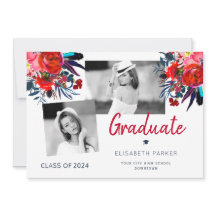 Graduação floral de colagem de formandos elegantes