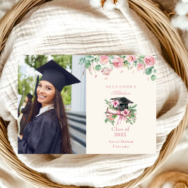 Anúncio Graduação Floral Rosa Fotográfica