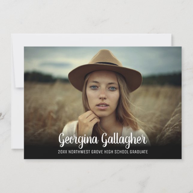 Anúncio Graduação Foto em Negrito Moderno | Script de Nome (Frente)