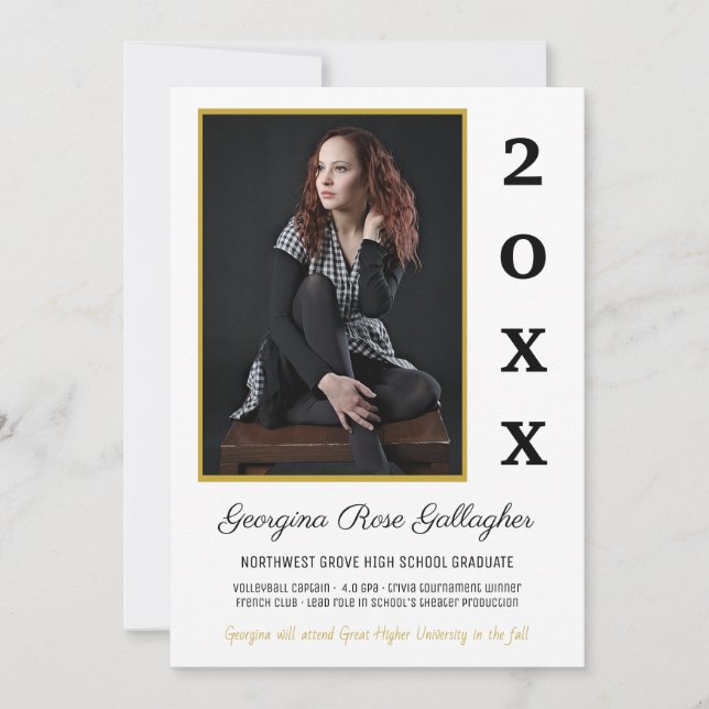 Anúncio Graduação Foto Moderna Ouro Simples Formando Amare (Frente)