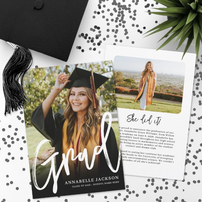Anúncio Graduação Foto Simples de Formatura (Graduate Simple Photo Graduation Announcement )