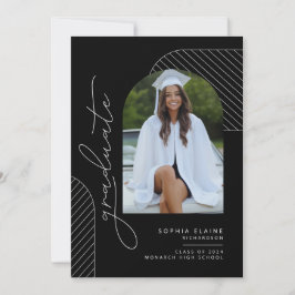 Anúncio Graduação Geométrica Branca Preta Elegante