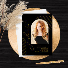 Anúncio Graduação Geométrica Dourada a Preto Elegante