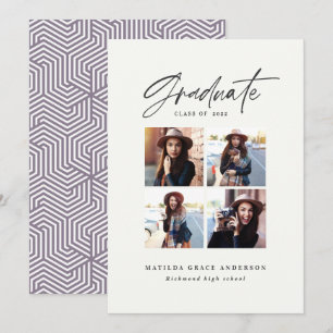 Anúncio Graduação geométrica multifotografia em púrpur