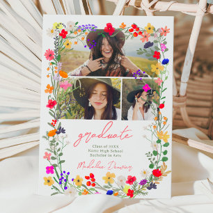 Anúncio Graduação moderna de flores silvestres brilhantes