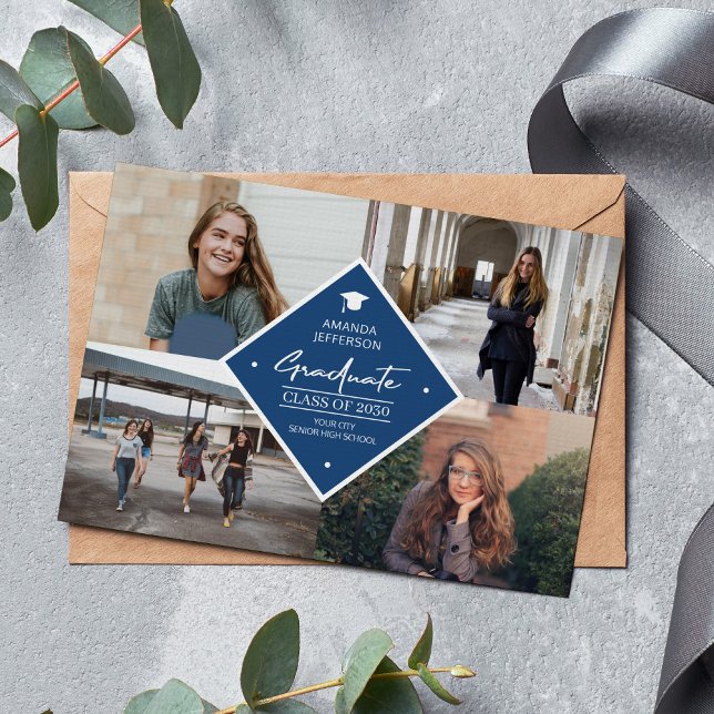 Anúncio Graduação: moderna escrita elegante 4 foto colagem (Criador carregado)