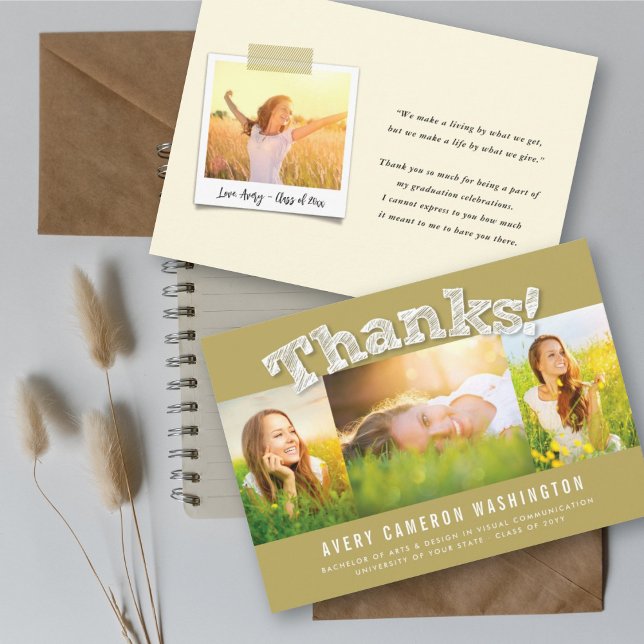 Anúncio Graduação Moderna Foto 3 Obrigado Esboçado Branco (Criador carregado)
