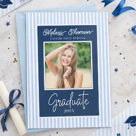 Anúncio Graduação Moderno Elegante Azul Branco Foto
