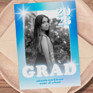 Anúncio Graduação Neon Cibernético Retro Y2K Azul