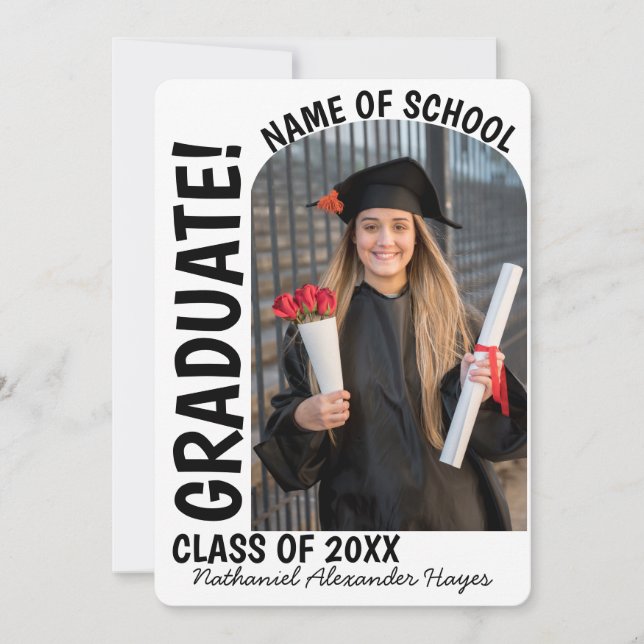 Anúncio Graduação neutra em arco simples elegante (Frente)