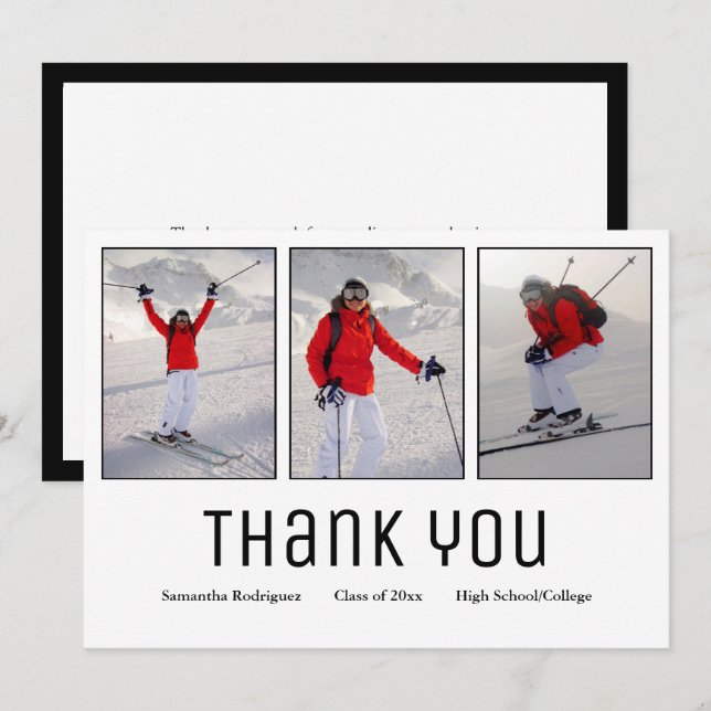 Anúncio Graduação Obrigado Formando Moderno 3 Foto (Frente/Verso)