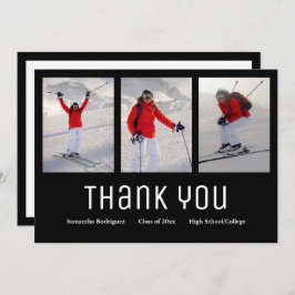 Anúncio Graduação Obrigado Moderno 3 Foto Preto Branco