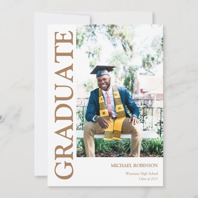 Anúncio Graduação Personalizada de Fotos de Script Dourado (Frente)