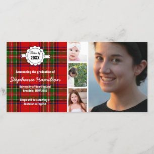 Anúncio Graduação personalizada de fotos de tartan