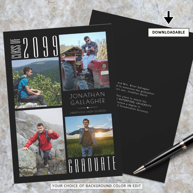 Anúncio Graduação Quatro Fotos Preto Branco (Criador carregado)