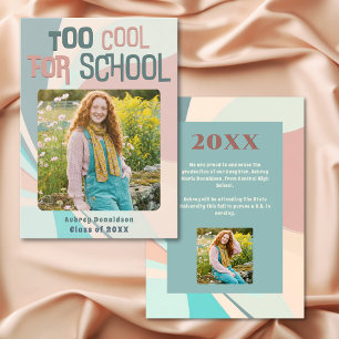 Anúncio Graduação Retro Moderna Groovy em Peachy Teal Aqua