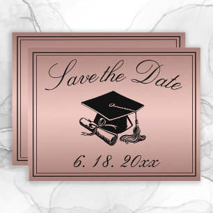 Anúncio Graduação Salve a Data Rosa Dourado Boné Diplom