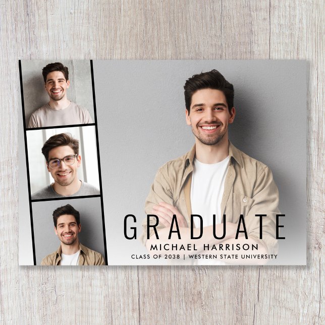 Anúncio Graduação Simples de Fita Fotográfica Moderna (Cherish the milestone: share your graduate's achievement with a custom photo graduation announcement)