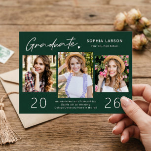 Anúncio Graduação sofisticada da Colagem de Fotos Emerald 