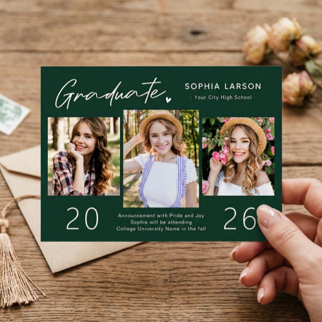 Anúncio Graduação sofisticada da Colagem de Fotos Emerald  (Criador carregado)