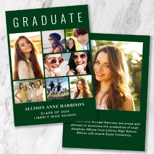 Anúncio Graduação Verde de Colagem de Fotos Moderna