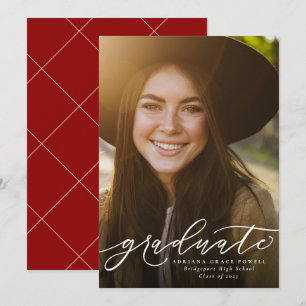Anúncio Graduação vertical vermelha simples do formando