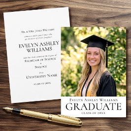 Anúncio Graduation Announcement Card Photo Sophisticated