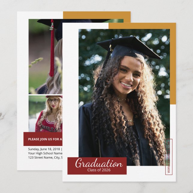 Anúncio Graduation Announcement Template (Frente/Verso)