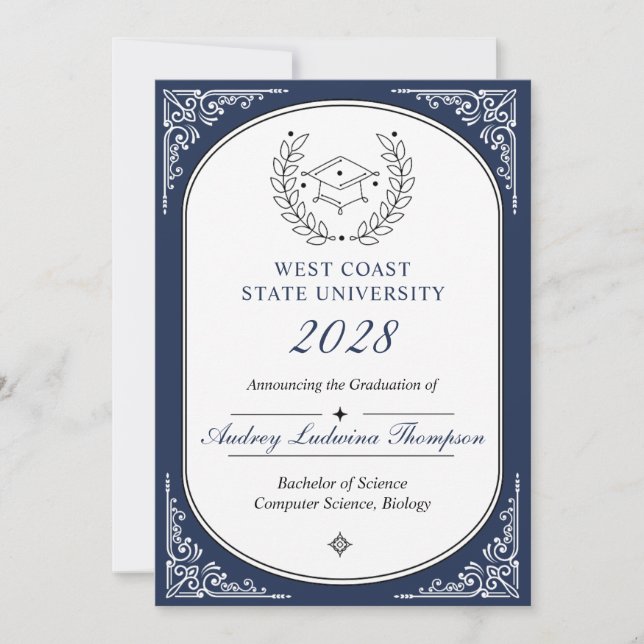 Anúncio Graduation Announcements With Photo Insert (Frente)