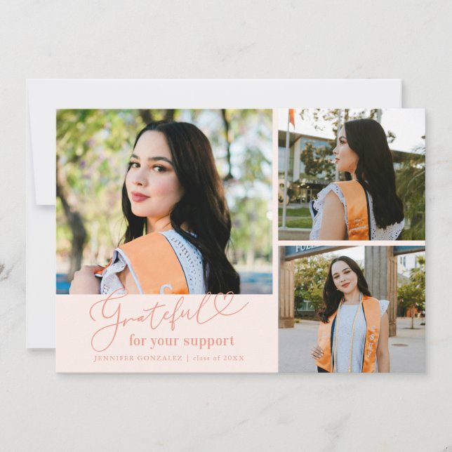 Anúncio Grateful Peach Multi Photo Graduation (Frente)