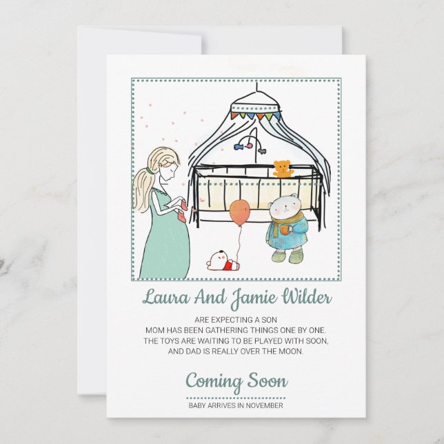 Anúncio Grávida de Bebê com Cores Aquáticas (Frente)