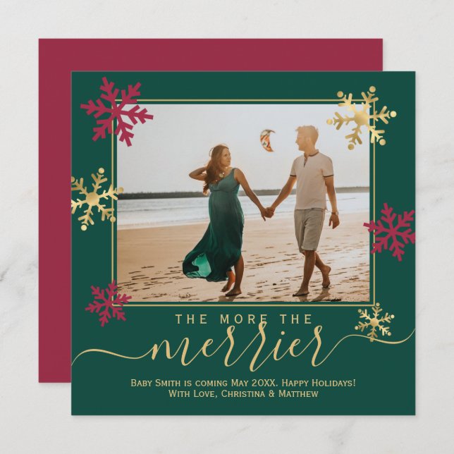 Anúncio Gravidez de Natal Verde e Vermelha (Frente/Verso)