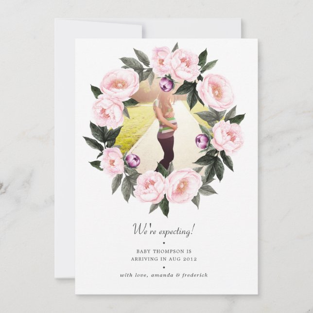 Anúncio Gravidez Floral Cor-de-rosa (Frente)