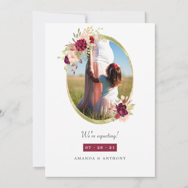 Anúncio Gravidez Geométrica Borgonha e Blush (Frente)