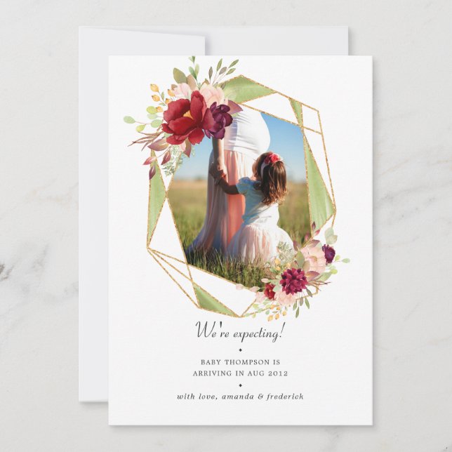 Anúncio Gravidez Geométrica Borgonha e Blush (Frente)