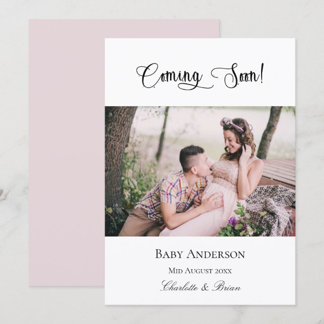Anúncio Gravidez que vem logo grávida foto de bebê rosa (Frente/Verso)