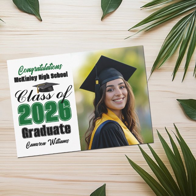 Anúncio Green Class of 2026 Graduate Photo Graduation (Criador carregado)