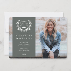 Anúncio Green + White JD Law Scales Laurel Wreath Photo