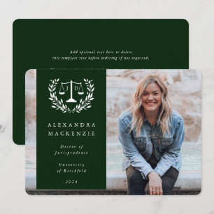 Anúncio Green + White JD Law Scales Laurel Wreath Photo