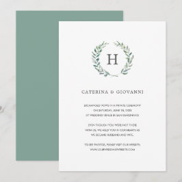 Anúncio Greenery Wreath Elegante Monogramas Casamento Elop
