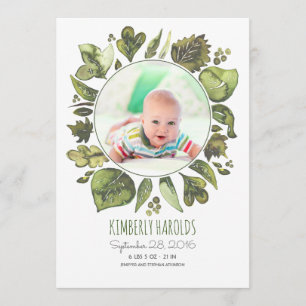 Anúncio Greenery Wreath Painted Newborn Foto de Nascimento