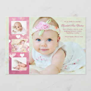 Anúncio Hearts-A-Plenty - Photo Birth Announement (Anúncio