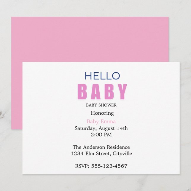 Anúncio Hello Baby Emma Shower Invitation (Frente/Verso)