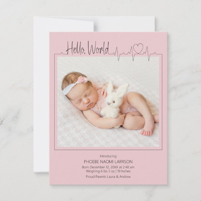 Anúncio Hello, World Baby Announcement Card (Frente)