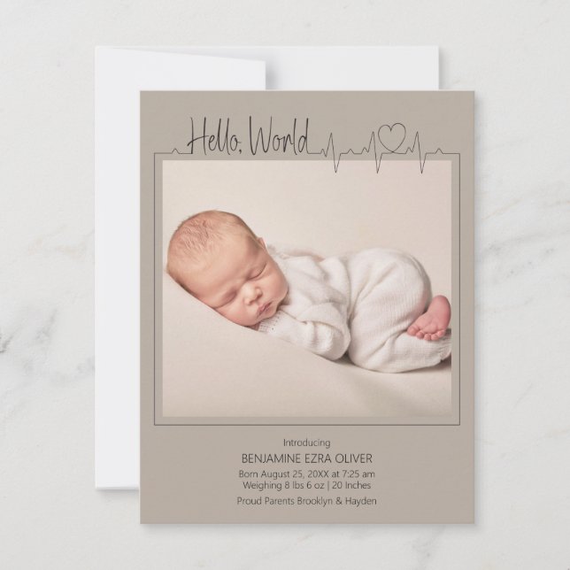 Anúncio Hello, World Baby Announcement Card (Frente)