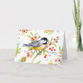 Anúncio Holiday Chickadee Berry Branch Greeting Card