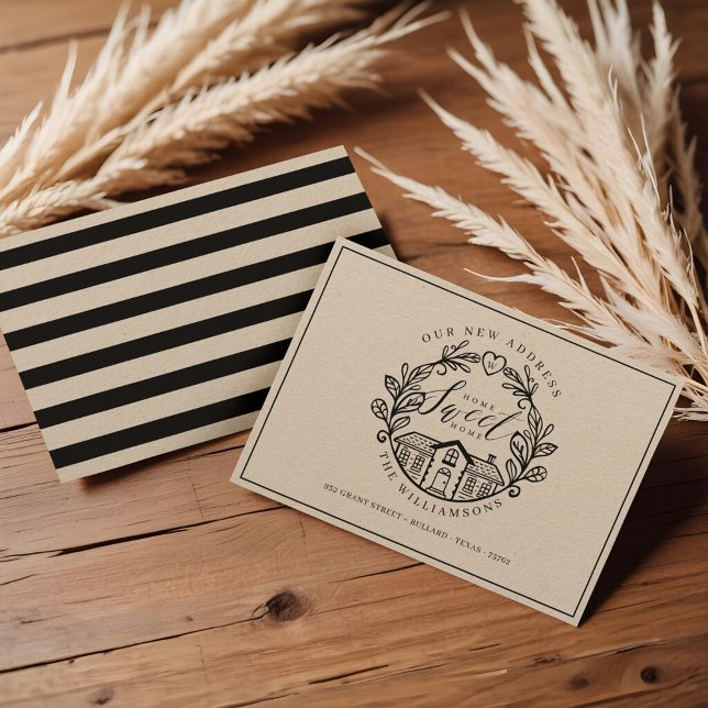 Anúncio Home Sweet Home Nós mudamos para o lar Wreath Cres (Home Sweet Home We've Moved Home Wreath Crest Announcement)